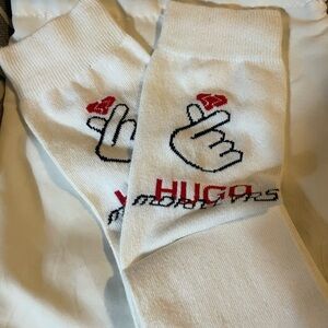 Hugo Boss White Socks with Red and Black Graphic